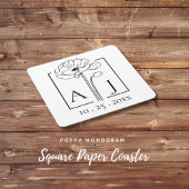 Monogram papaver vierkante kartonnen onderzetter