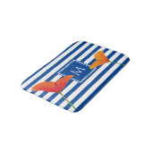 Monogram papaverblauwe stripes badmat (Gekanteld)