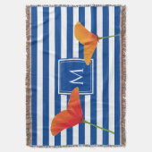 Monogram papaverblauwe stripes deken (Voorkant Verticaal)