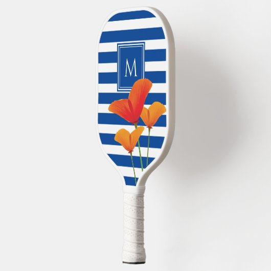 Monogram papaverblauwe stripes pickleball paddle (Links)