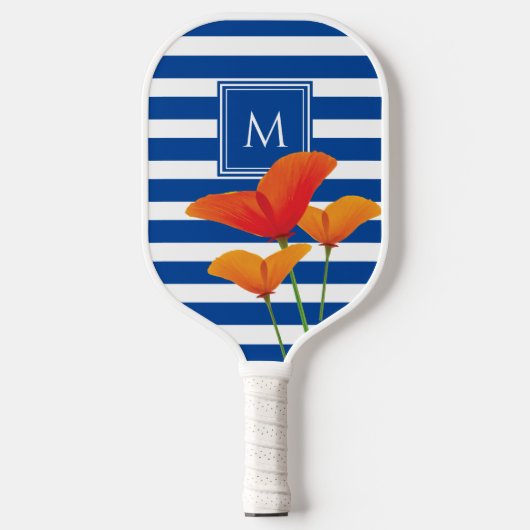 Monogram papaverblauwe stripes pickleball paddle (Voorkant)