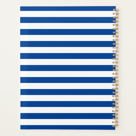 Monogram papaverblauwe stripes planner (Achterkant)