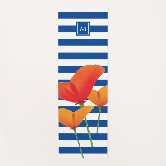 Monogram papaverblauwe stripes yogamat (Voorkant)