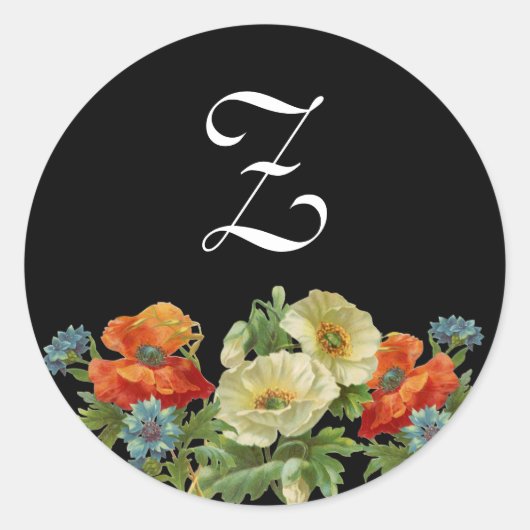 Monogram Papavers en korenbloemen Stickers (Voorkant)
