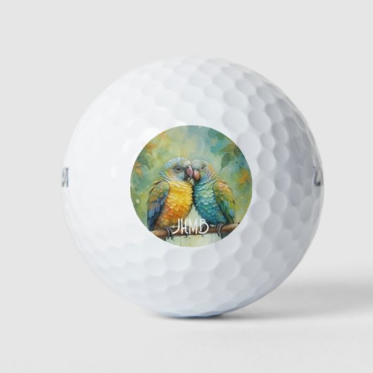 Monogram papegaaien vogel natuur dier golfballen (Voorkant)