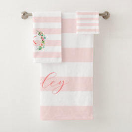 Monogram Paradise Floral en Stripes Bad Handdoek