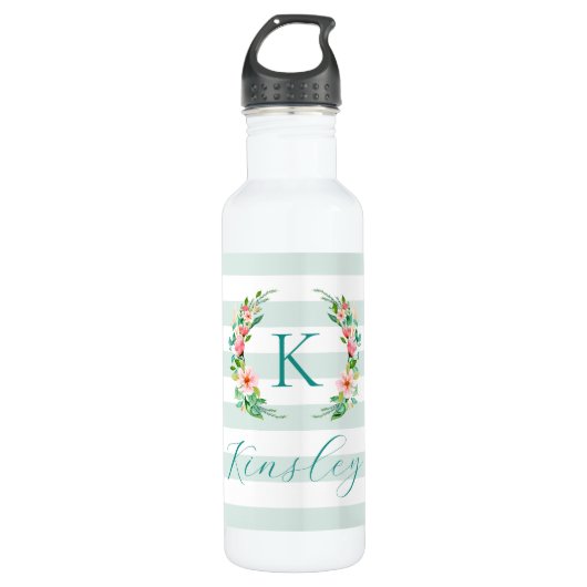 Monogram Paradise Floral en Stripes Waterfles (Voorkant)