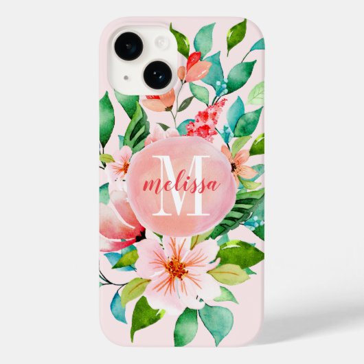 Monogram Paradise Floral Waterverf Case-Mate iPhone Case (Achterkant)