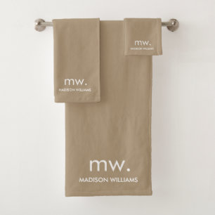Monogram pasta ellegant stijlvol, modern minimalis bad handdoek