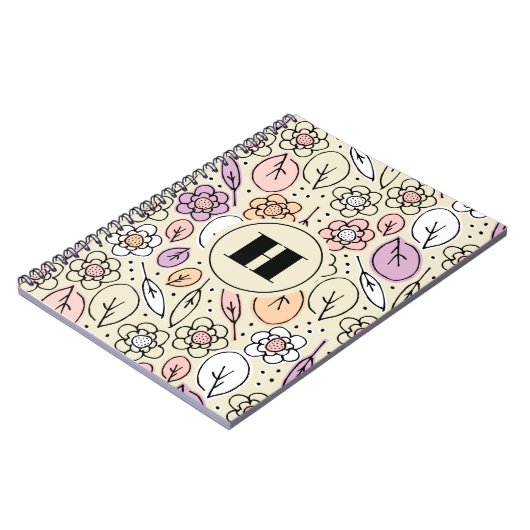 Monogram pasta's en bloemen notitieboek (Linkerzijde)