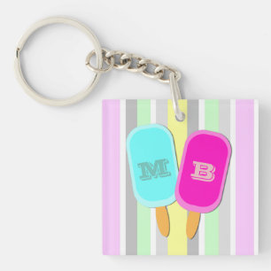 Monogram pastbanden en popsicles sleutelhanger