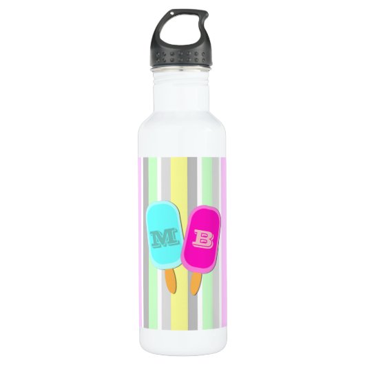 Monogram pastbanden en popsicles waterfles  (Voorkant)