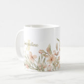 Monogram pastel babyroze lucht baby bloem ontwerp koffiemok (Voorkant links)