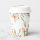 Monogram pastel babyroze lucht baby bloem ontwerp papieren bekers (Achterkant)