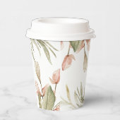 Monogram pastel babyroze lucht baby bloem ontwerp papieren bekers (Rechts)