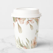 Monogram pastel babyroze lucht baby bloem ontwerp papieren bekers (Voorkant)