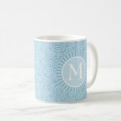 Monogram Pastel Blue Spirals - Gepersonaliseerd Koffiemok (Voorkant rechts)