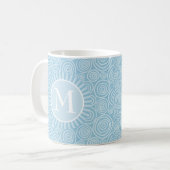 Monogram Pastel Blue Spirals - Gepersonaliseerd Koffiemok (Voorkant links)