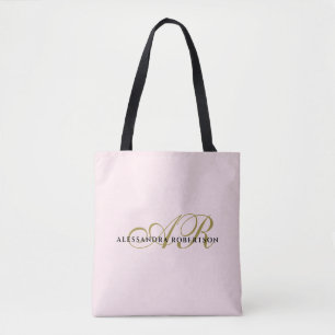 Monogram pastel blush roze goud zwart elegante chi draagtas