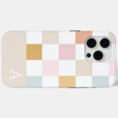 Monogram Pastel Checkerboard Retro Trendy Case-Mate iPhone Case (Achterkant (horizontaal))