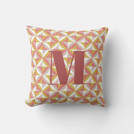 Monogram Pastel Geometric Shapes Tiles Pattern Kussen (Voorkant)