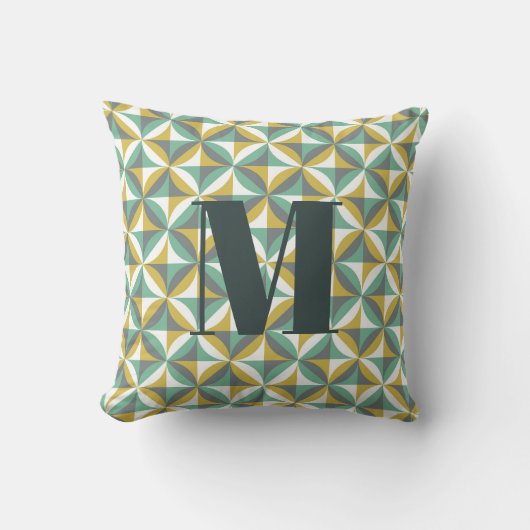 Monogram Pastel Geometric Shapes Tiles Pattern Kussen (Voorkant)