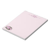 Monogram Pastel Lavender Roos Bloem Notitieblok (Gedraaid)