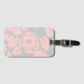 Monogram Pastel Pink en Gray Floral Bagagelabel (Voorkant (horizontaal))