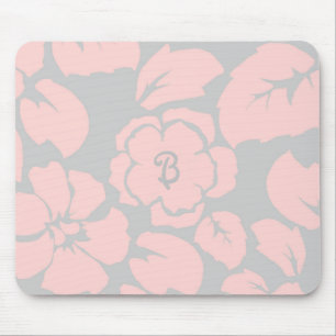 Monogram Pastel Pink en Gray Floral Muismat