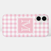 Monogram | Pastel Pink Girly Gingham Plaid Checker Case-Mate iPhone Case (Achterkant (horizontaal))