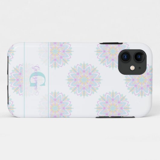 Monogram Pastel Rainbow Sundae Polka Dot Mandala Case-Mate iPhone Case (Achterkant (horizontaal))