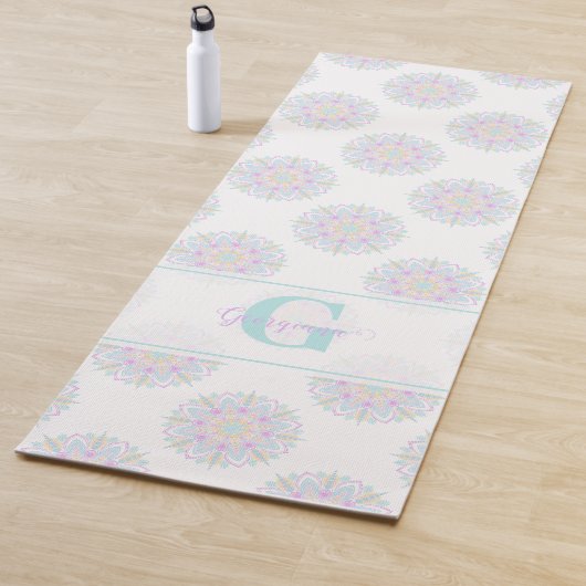 Monogram Pastel Rainbow Sundae Polka Dot Mandala Yogamat (In situ)
