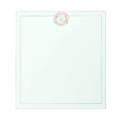 Monogram pastel roze bloem krans notitieblok (Voorkant)
