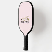 Monogram Pastel Roze Elegant Goud Zwart Minimalist Pickleball Paddle (Links)
