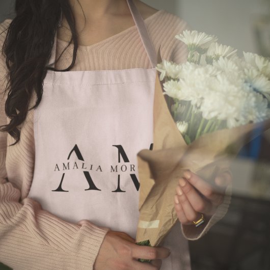 Monogram Pastel Roze Gepersonaliseerd Schort