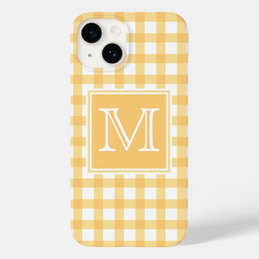 Monogram | Pastel Yellow Gingham Pset Tartan Cute Case-Mate iPhone Case (Achterkant)