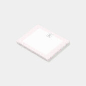 Monogram Pastelroze vierkant patroon met grijs Post-it® Notes (Schuin)