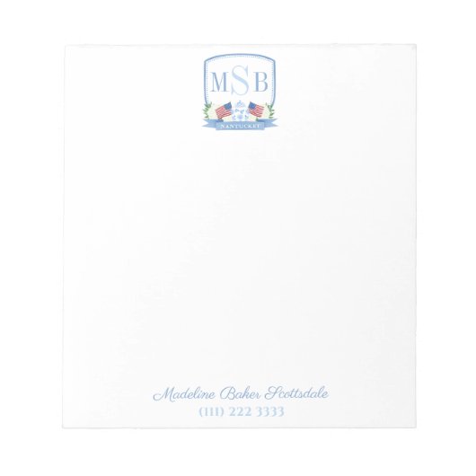 Monogram Patriottisch Rood Wit en Blauwe Dame Notitieblok (Voorkant)