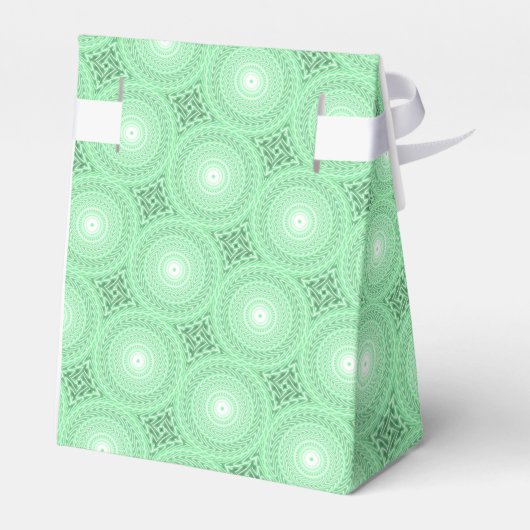 Monogram patroon groene cirkels bedankdoosjes (Achterkant)