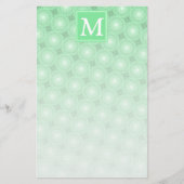 Monogram patroon groene cirkels briefpapier (Voorkant)