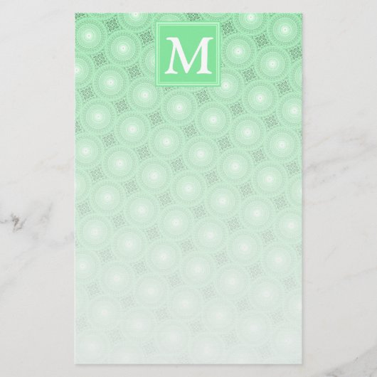 Monogram patroon groene cirkels briefpapier (Voorkant)