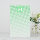 Monogram patroon groene cirkels briefpapier (Staand voorkant)