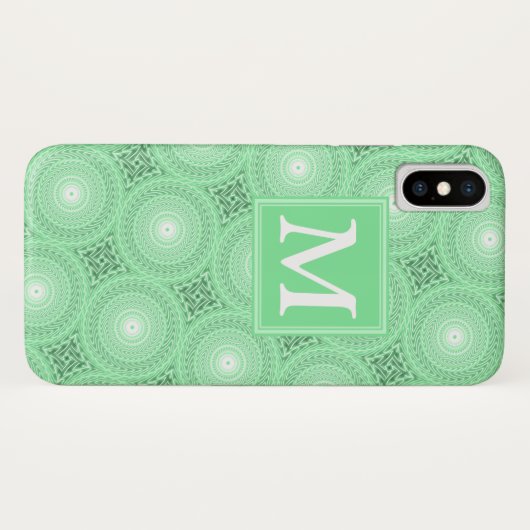 Monogram patroon groene cirkels Case-Mate iPhone case (Achterkant (horizontaal))