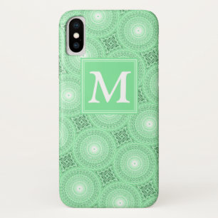 Monogram patroon groene cirkels iPhone x hoesje