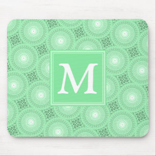 Monogram patroon groene cirkels muismat