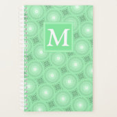 Monogram patroon groene cirkels planner (Voorkant)