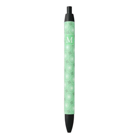 Monogram patroon groene cirkels zwarte inkt pen (Voorkant Verticaal)