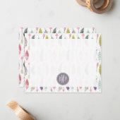 Monogram patroon pijlen en veren notitiekaartje (Voorkant / Achterkant in situ)