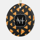 Monogram patroon pizza's keramisch ornament (Links)