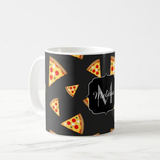 Monogram patroon pizza's koffiemok (Voorkant links)